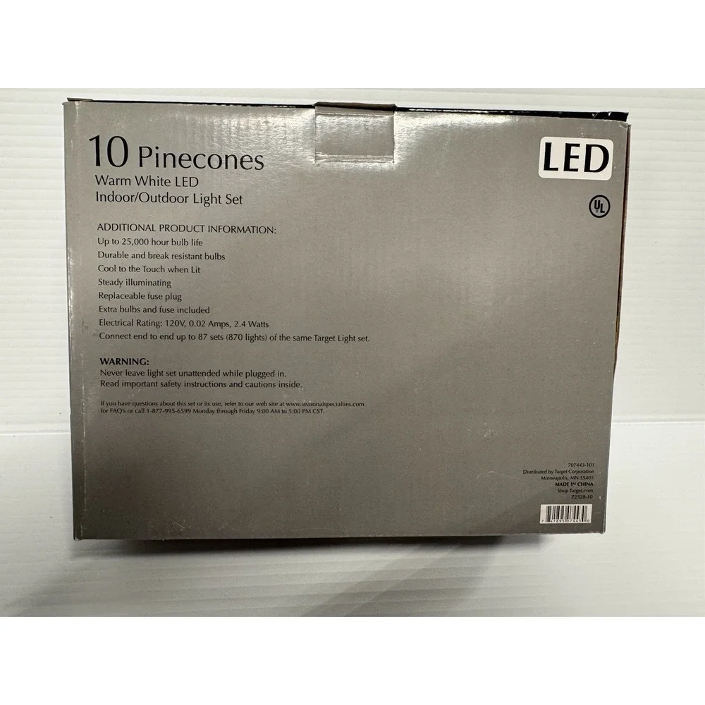 Lot of 3 Target LED Pinecone String Light Sets 10 Warm‎ White Indoor Outdoor NEW